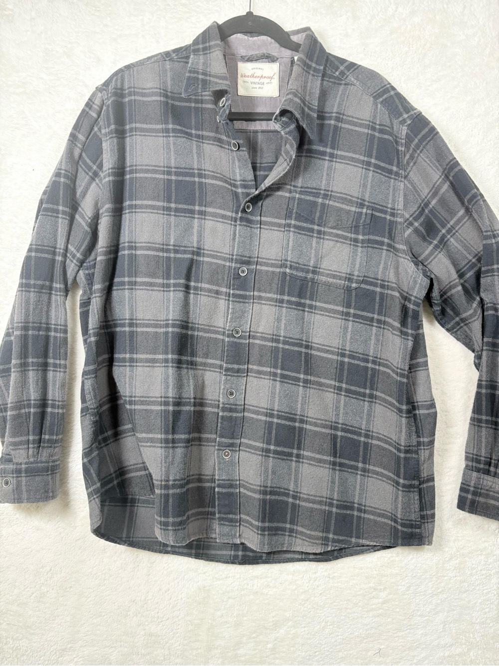 Weatherproof Men's Gray Plaid Button-Down Shirt XL 0513